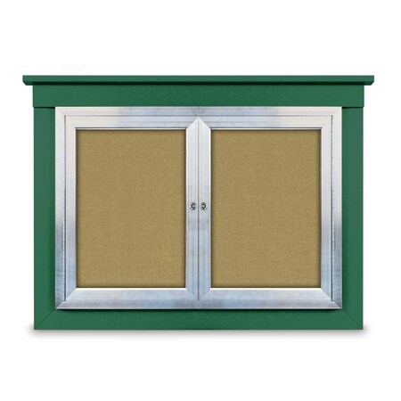 United Visual Products 48"x36" 2-Door Enclosed Outdoor Letterboard, Hdr, Black Felt/White UV1176HDPLUS-WHITE-BLACK